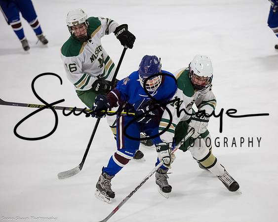 #16 Devyn Barrett (Captain, Lancaster), #14 Garren LaPlante (Stow)