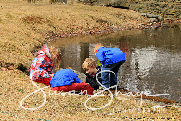 Children Playing at Pond